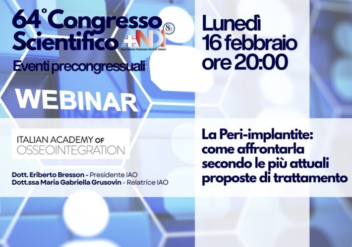 Partecipa al prossimo Evento precongressuale gratuito con  Italian Academy of Osseointegration